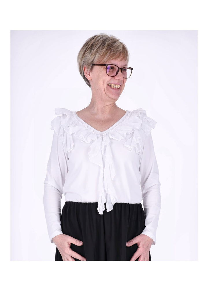 Splash of Color Damen Shirt mit Rüschen