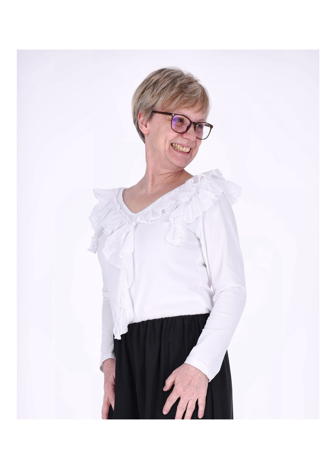 Splash of Color Damen Shirt mit Rüschen
