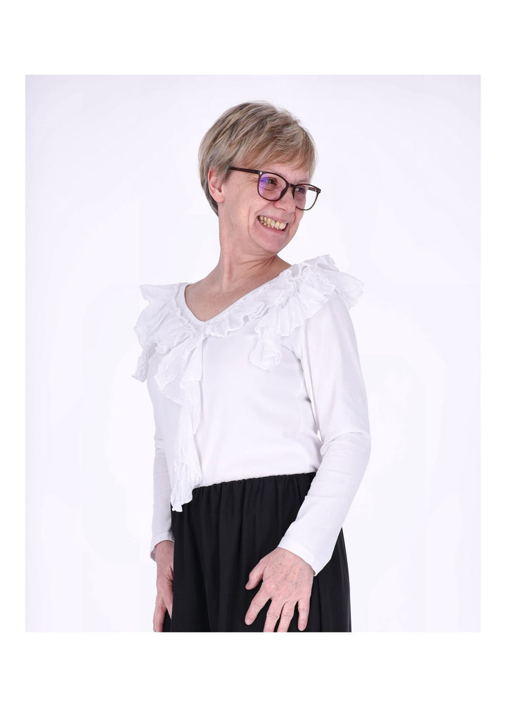Splash of Color Damen Shirt mit Rüschen