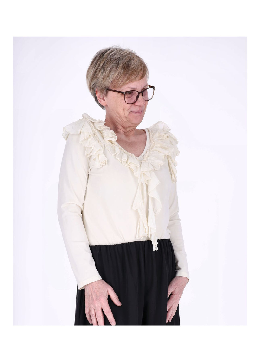 Splash of Color Damen Shirt mit Rüschen