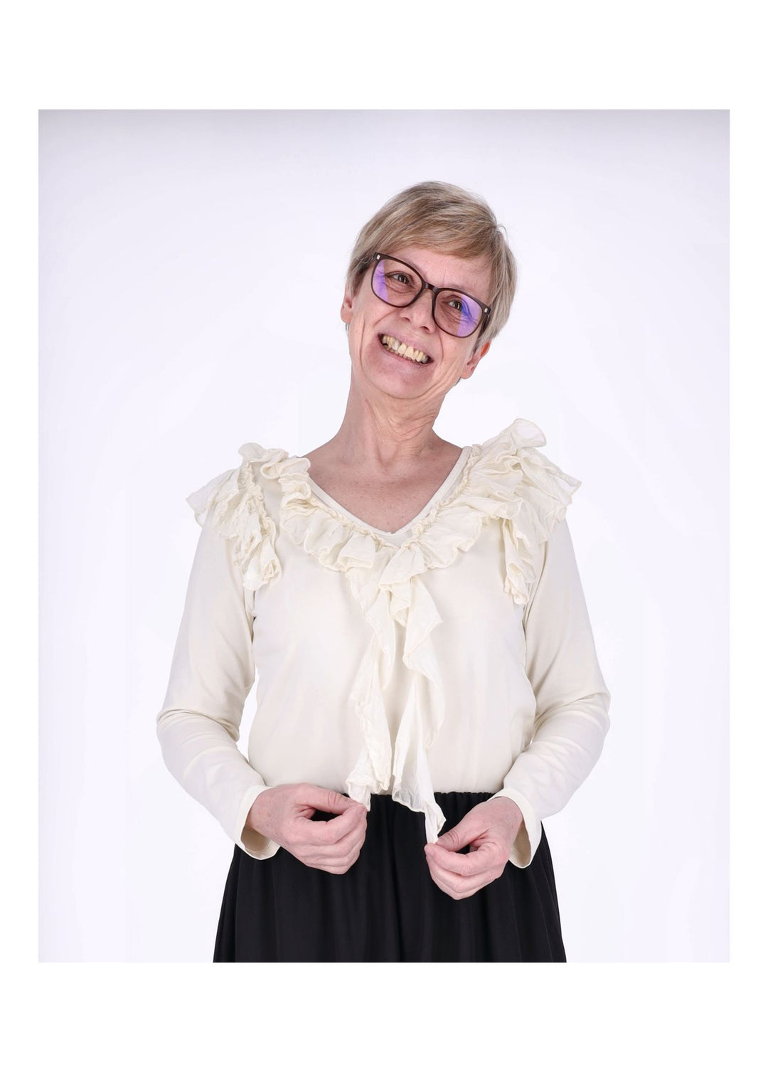 Splash of Color Damen Shirt mit Rüschen