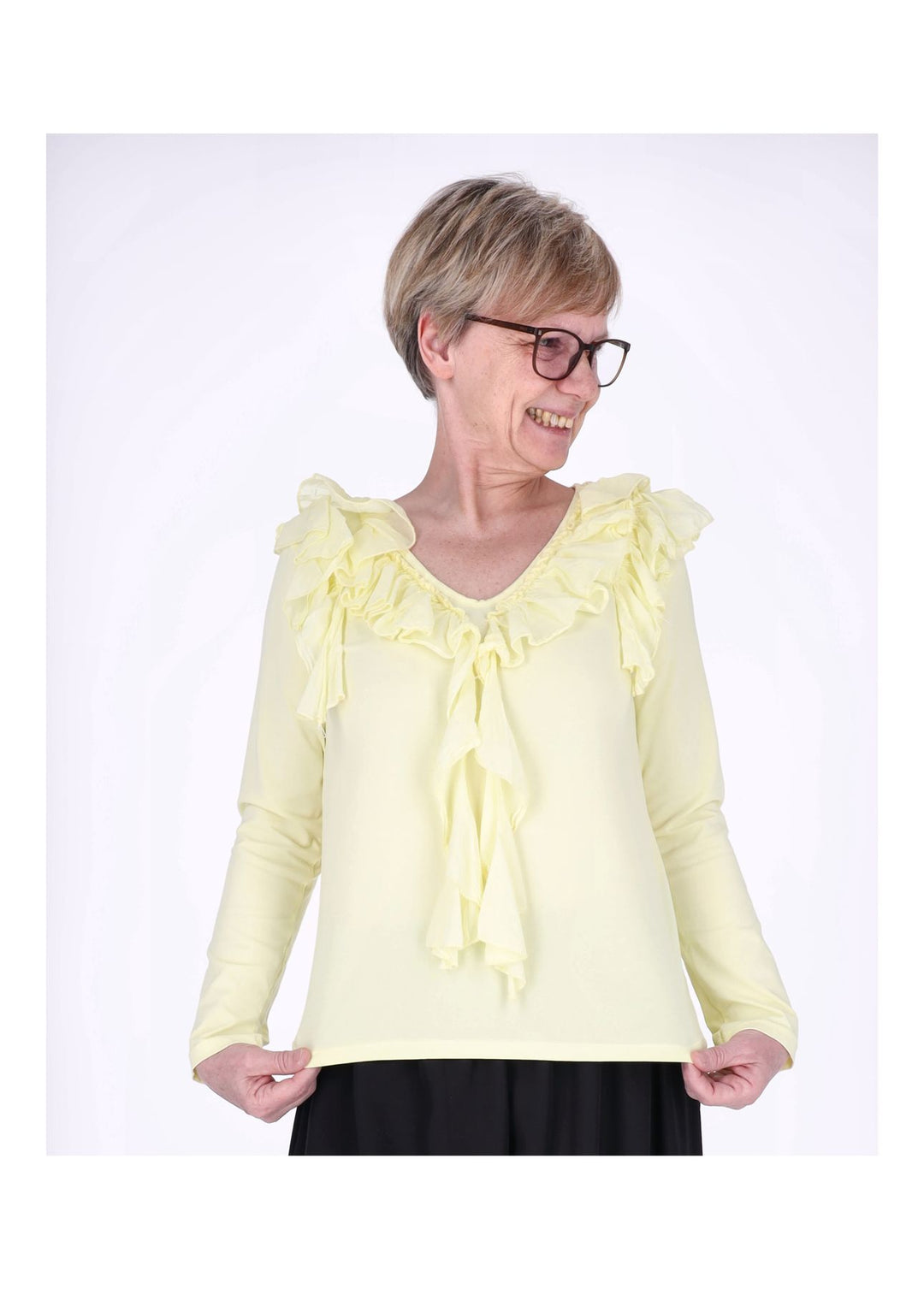 Splash of Color Damen Shirt mit Rüschen