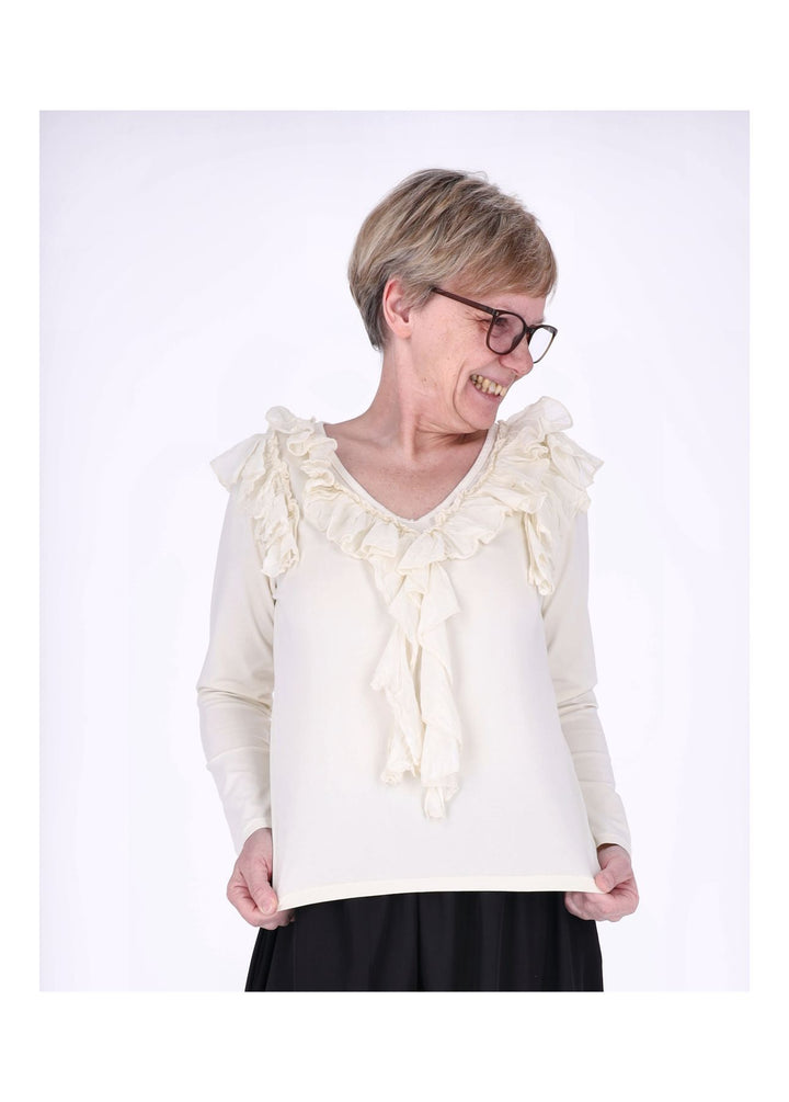 Splash of Color Damen Shirt mit Rüschen