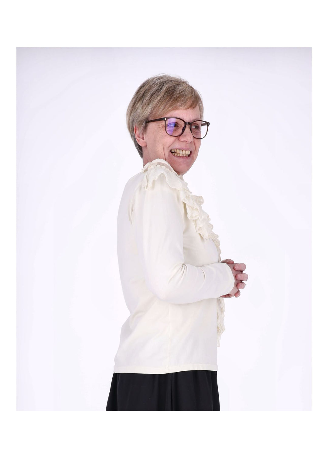 Splash of Color Damen Shirt mit Rüschen