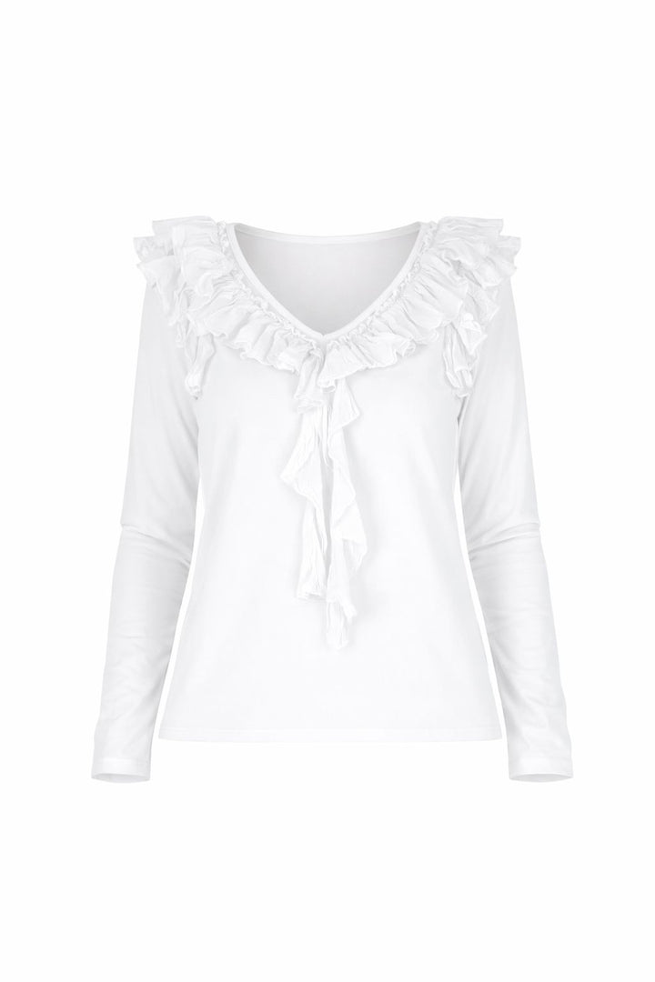 Splash of Color Damen Shirt mit Rüschen