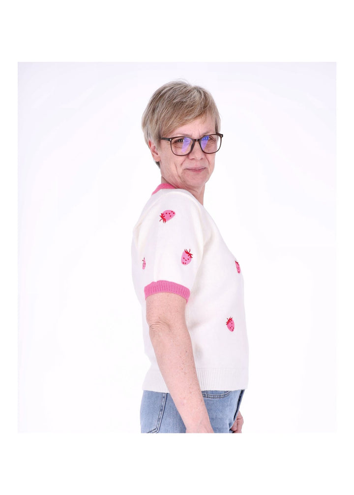 Splash of Color Damen Strickshirt Erdbeere
