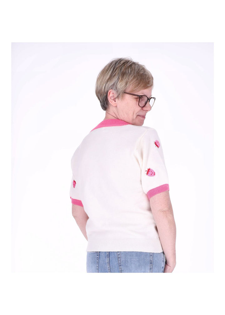 Splash of Color Damen Strickshirt Erdbeere