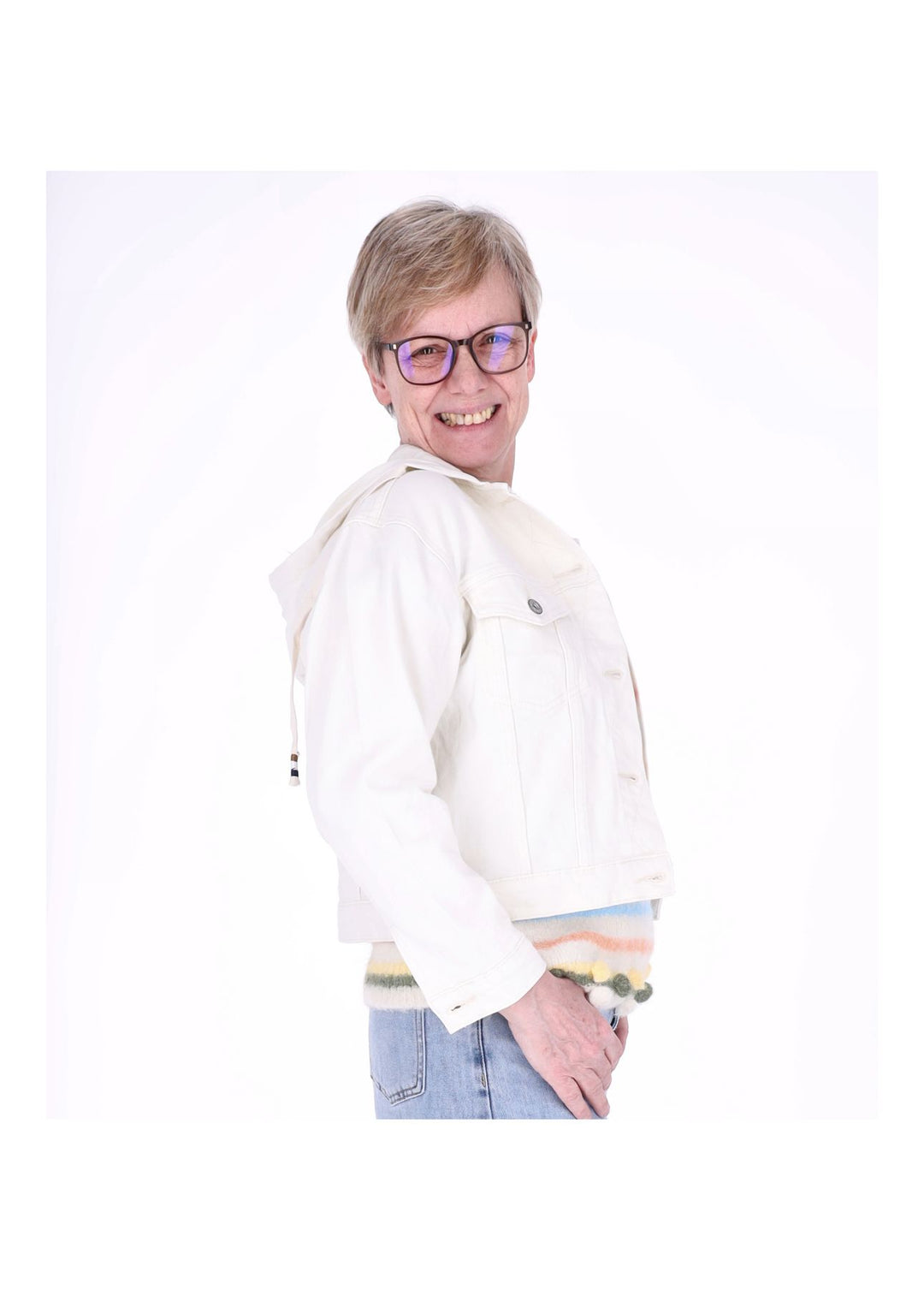 Splash of Color Jeansjacke mit Kapuze
