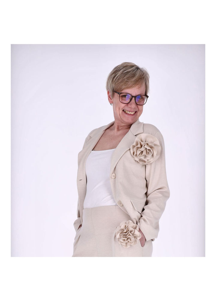 Splash of Color Damen Blazer mit Ansteckblüte
