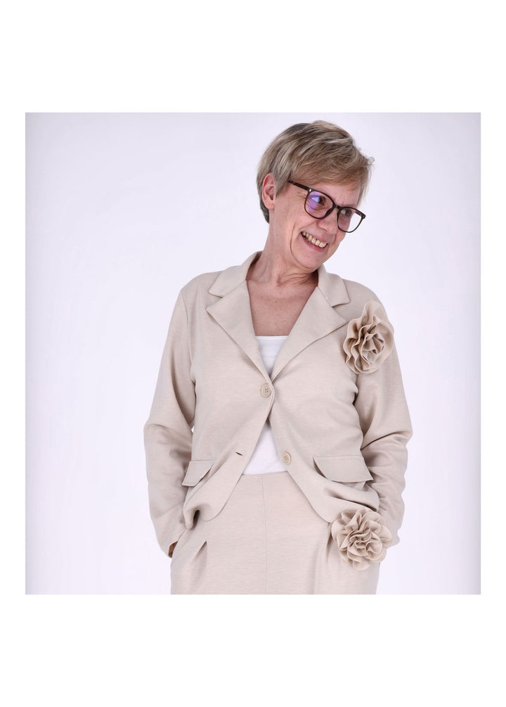 Splash of Color Damen Blazer mit Ansteckblüte