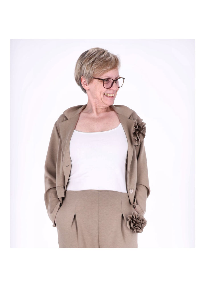 Splash of Color Damen Blazer mit Ansteckblüte