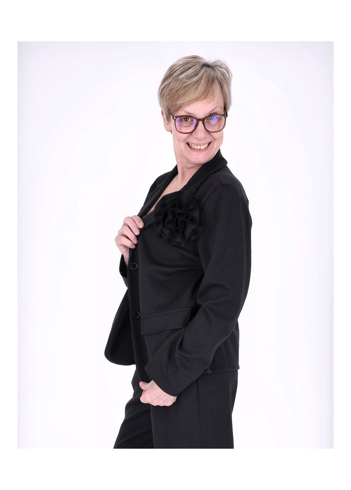 Splash of Color Damen Blazer mit Ansteckblüte