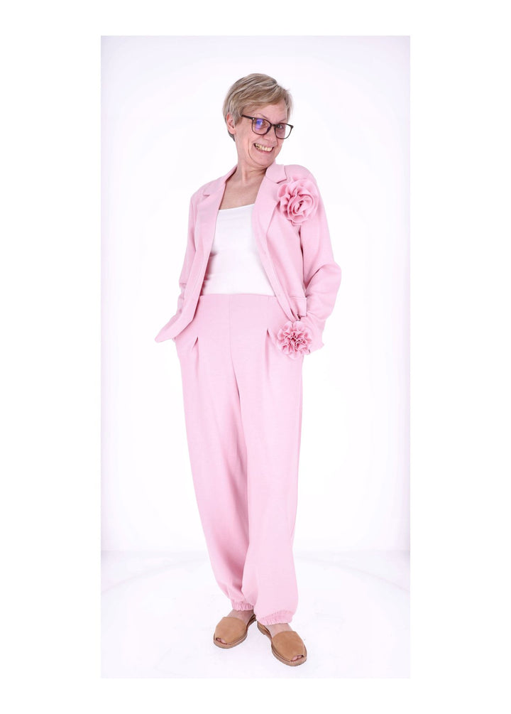 Splash of Color Damen Blazer mit Ansteckblüte