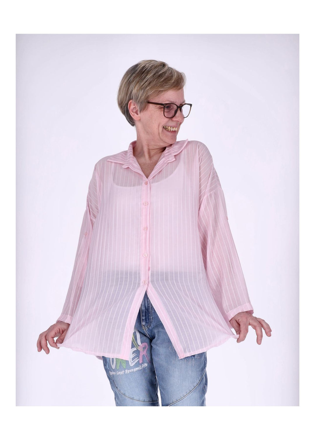 Splash of Color Nadelstreifen Bluse