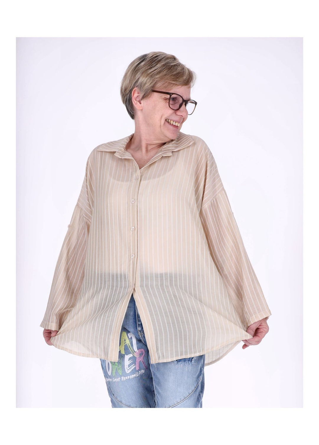 Splash of Color Nadelstreifen Bluse