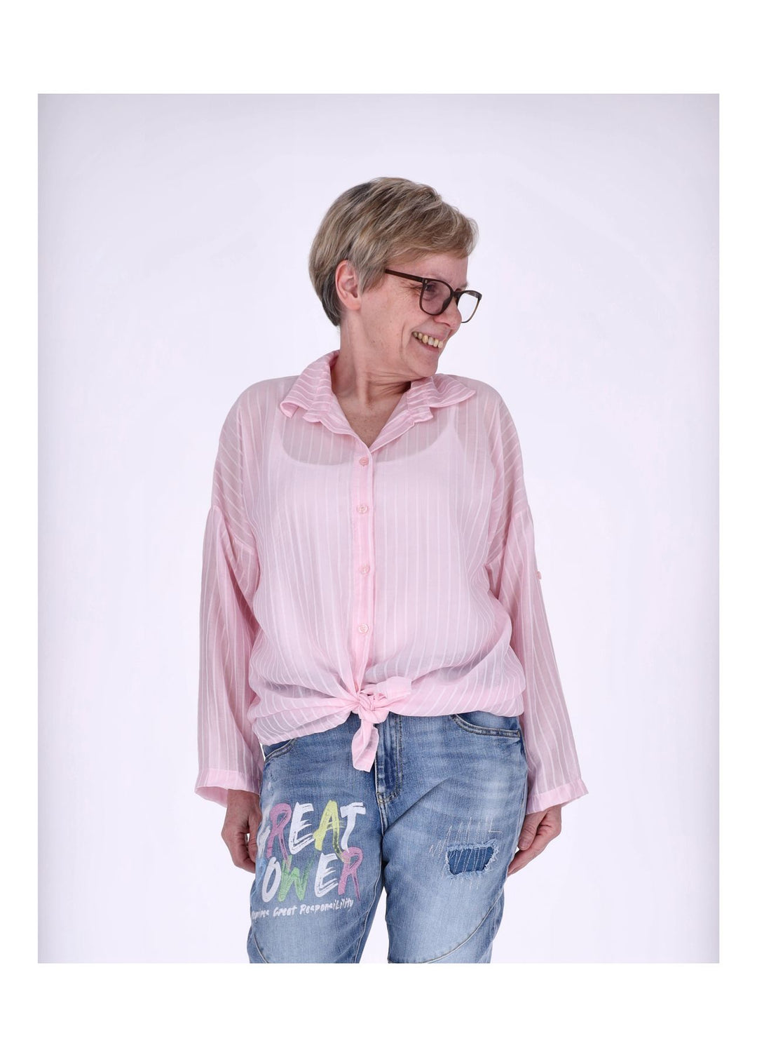 Splash of Color Nadelstreifen Bluse