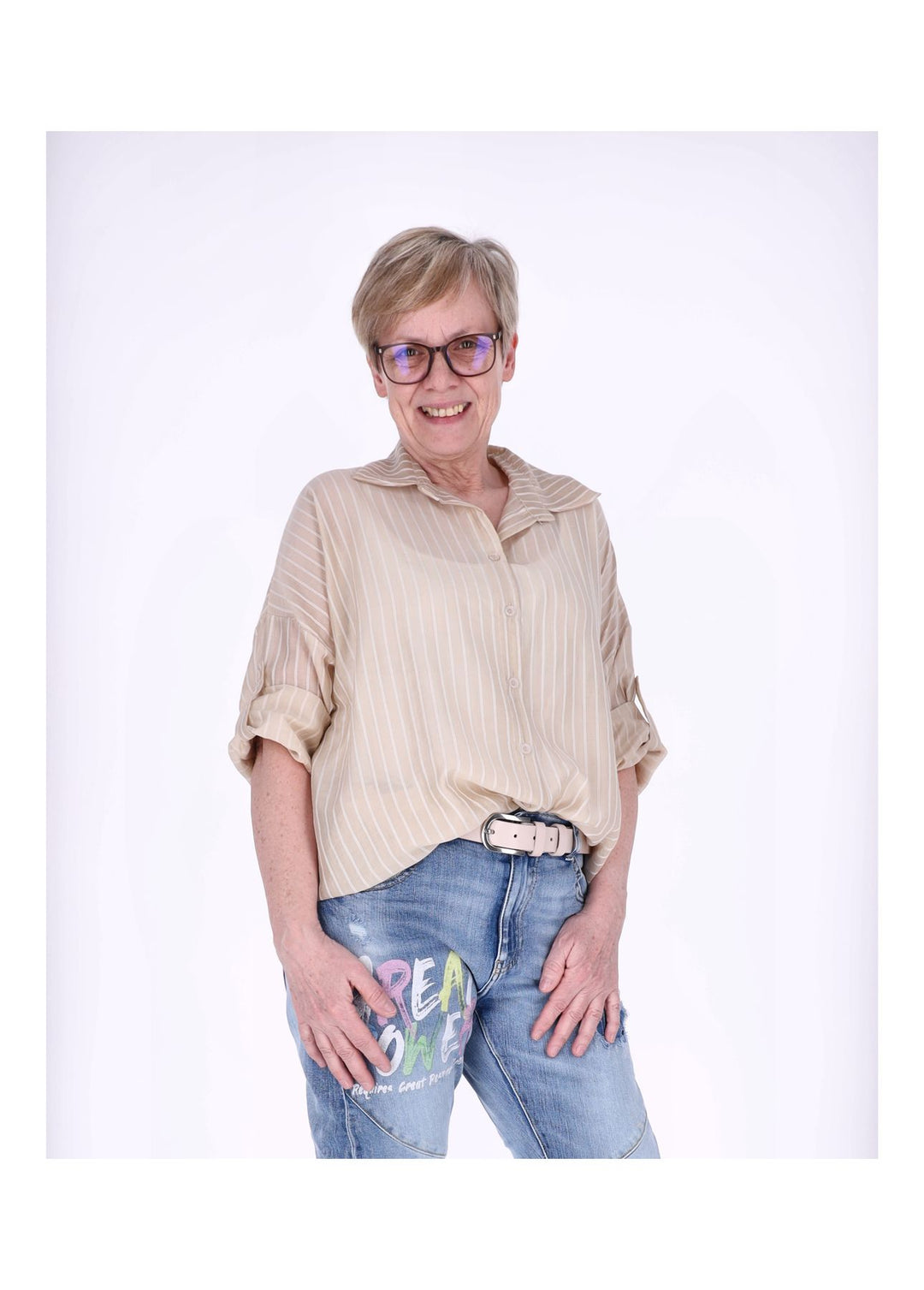 Splash of Color Nadelstreifen Bluse