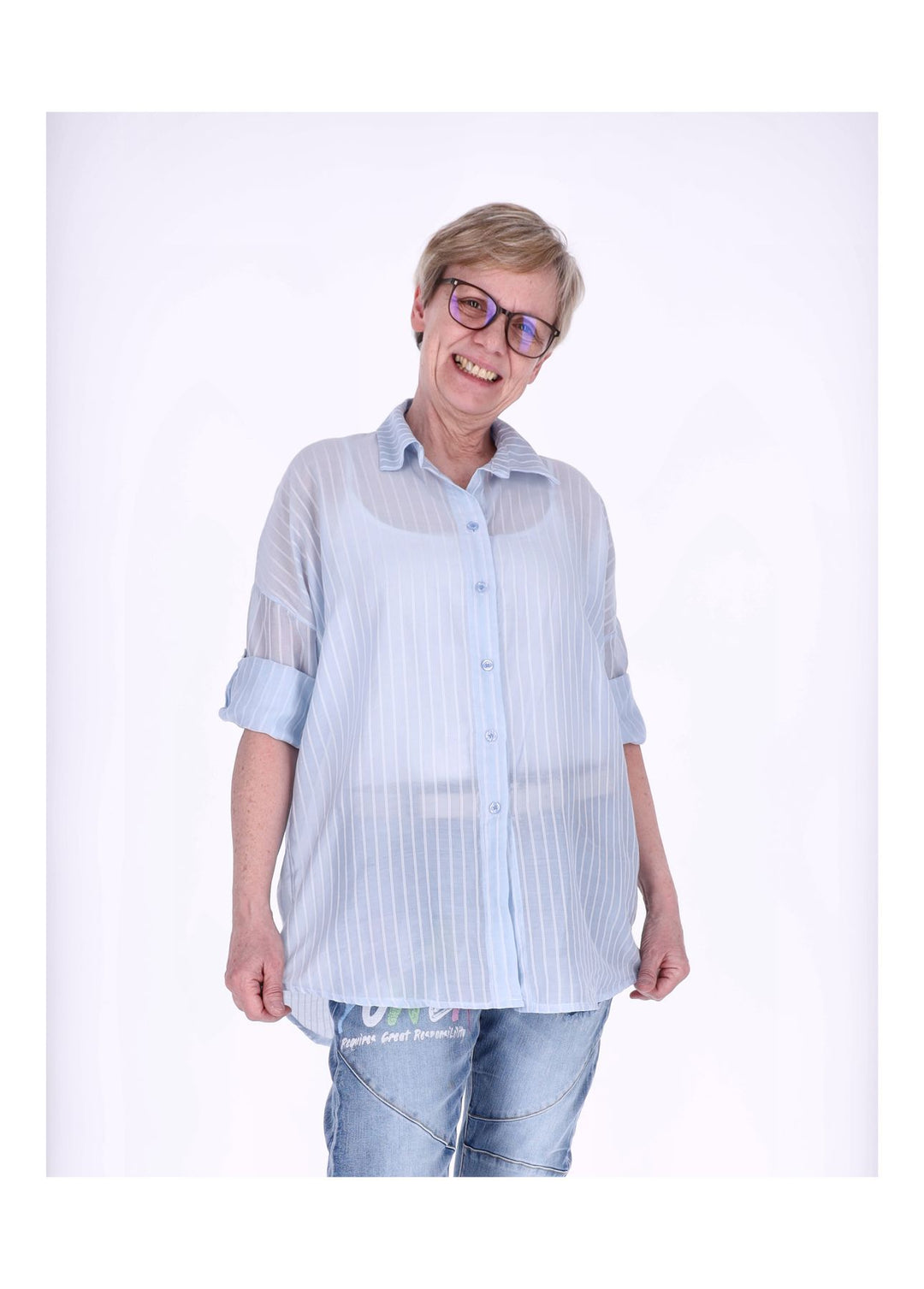 Splash of Color Nadelstreifen Bluse
