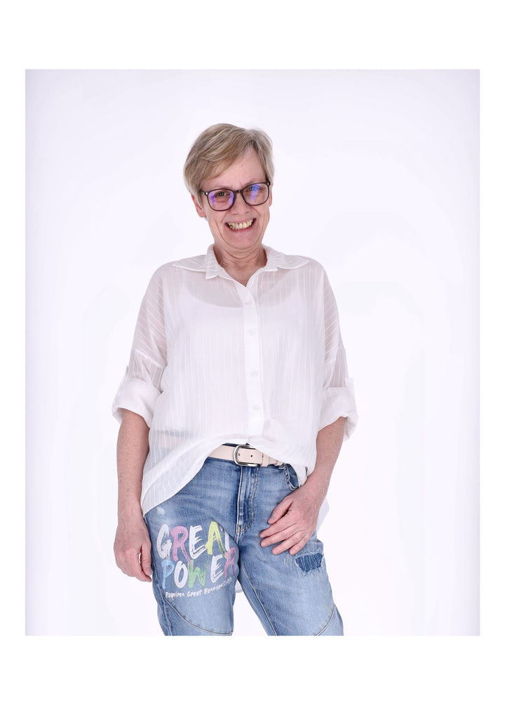 Splash of Color Nadelstreifen Bluse