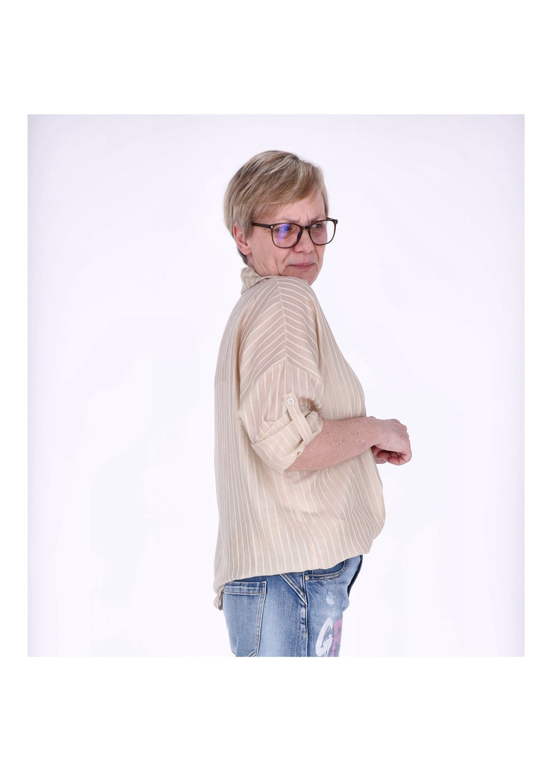 Splash of Color Nadelstreifen Bluse