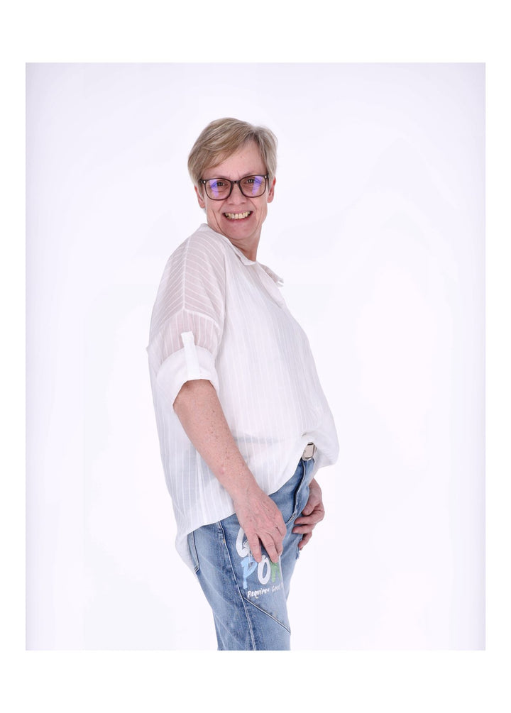 Splash of Color Nadelstreifen Bluse
