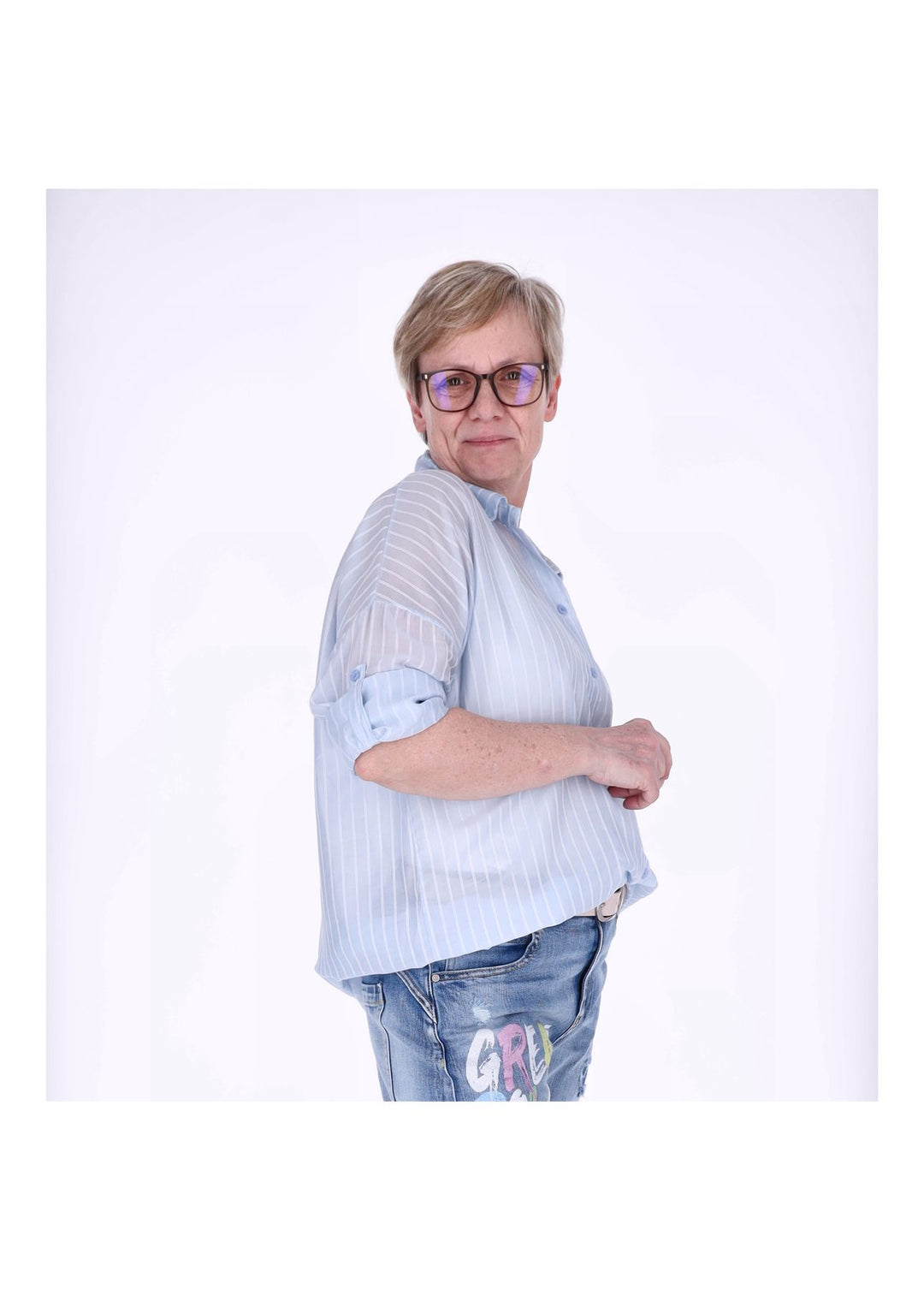 Splash of Color Nadelstreifen Bluse