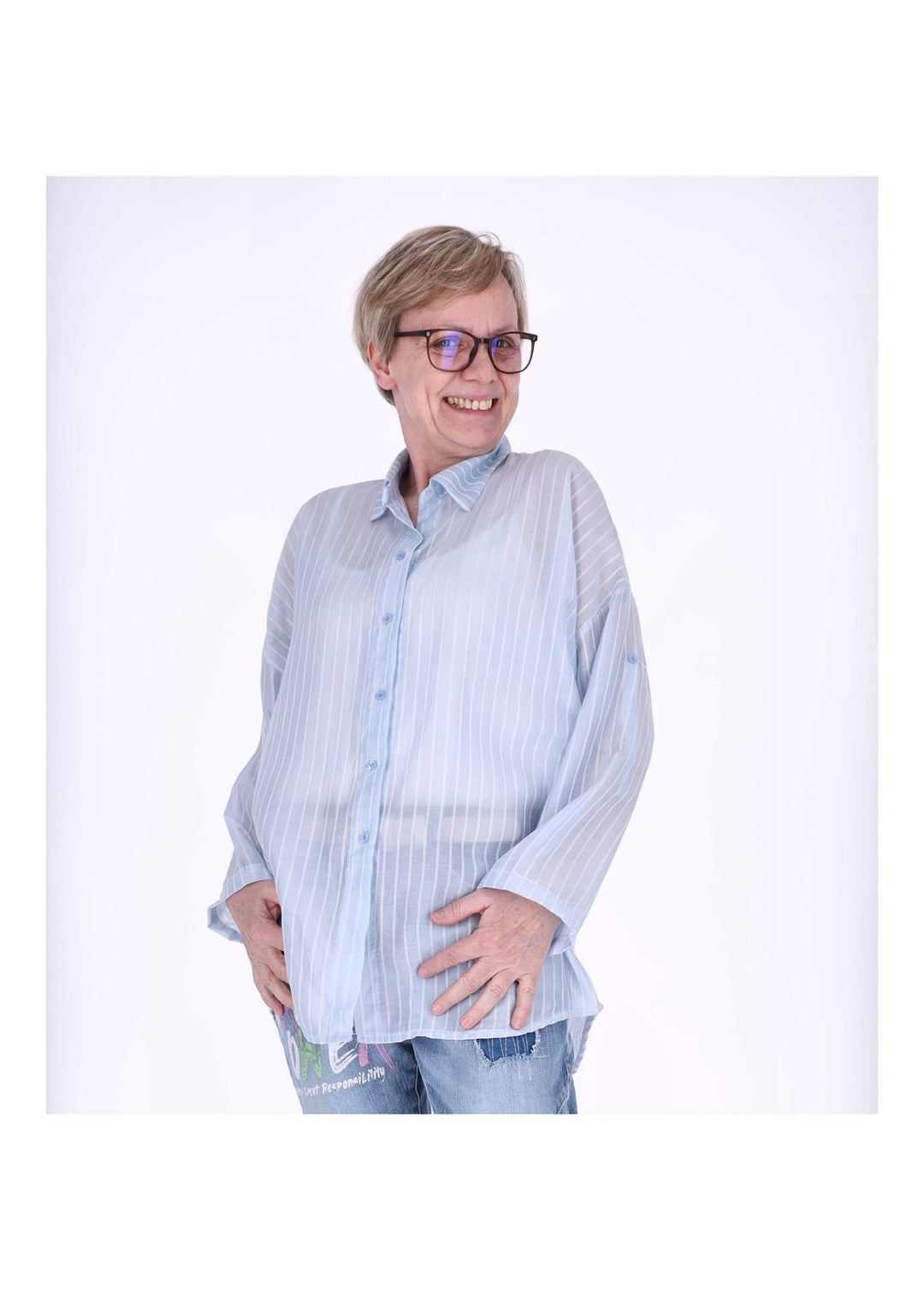 Splash of Color Nadelstreifen Bluse