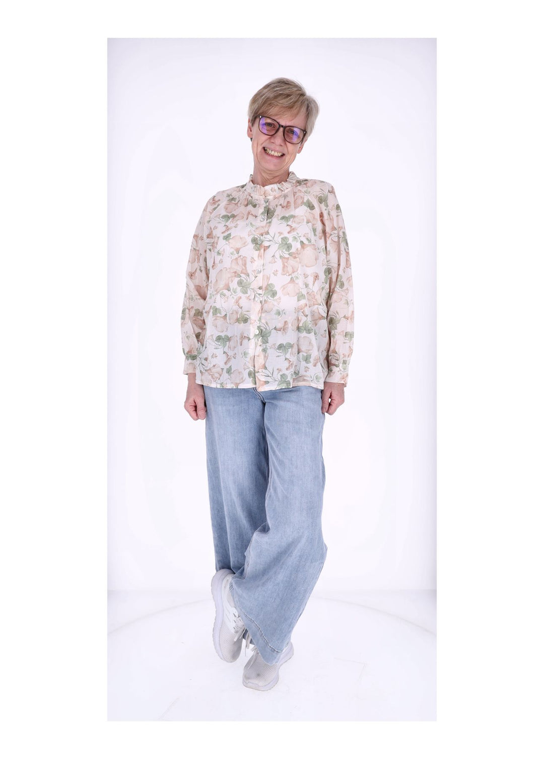 Splash of Color Bluse Damen Langarm