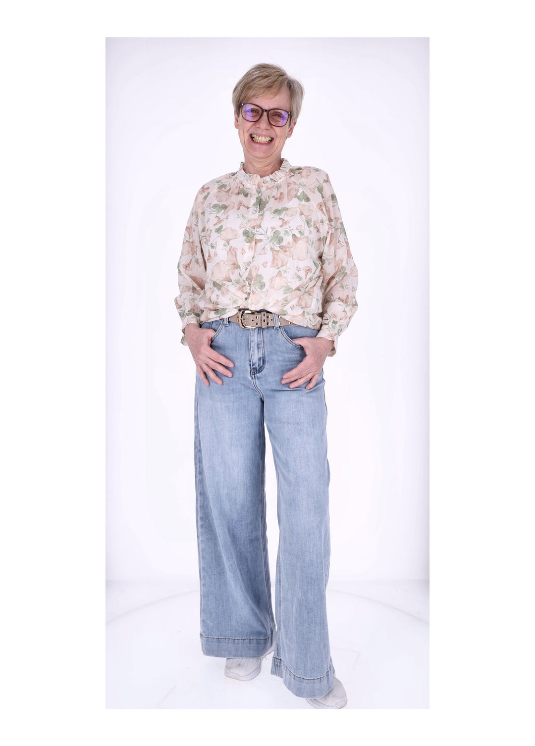 Splash of Color Bluse Damen Langarm