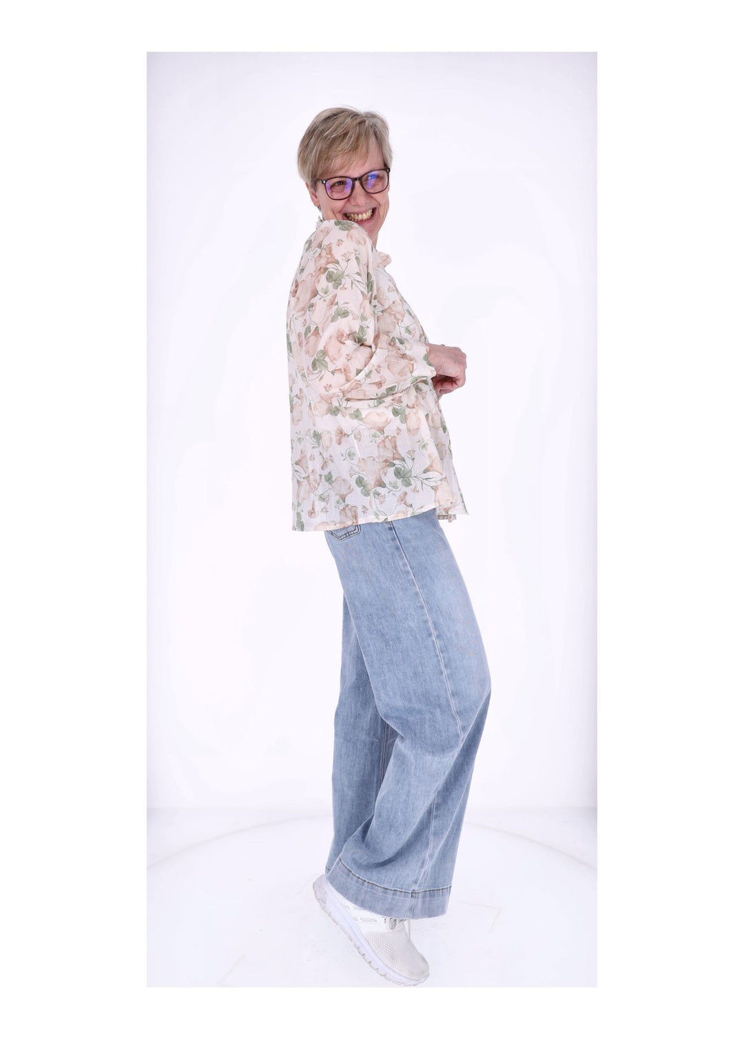 Splash of Color Bluse Damen Langarm