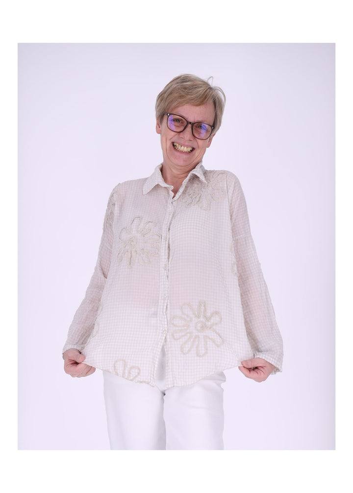 Splash of Color Karo-Bluse mit Blüten
