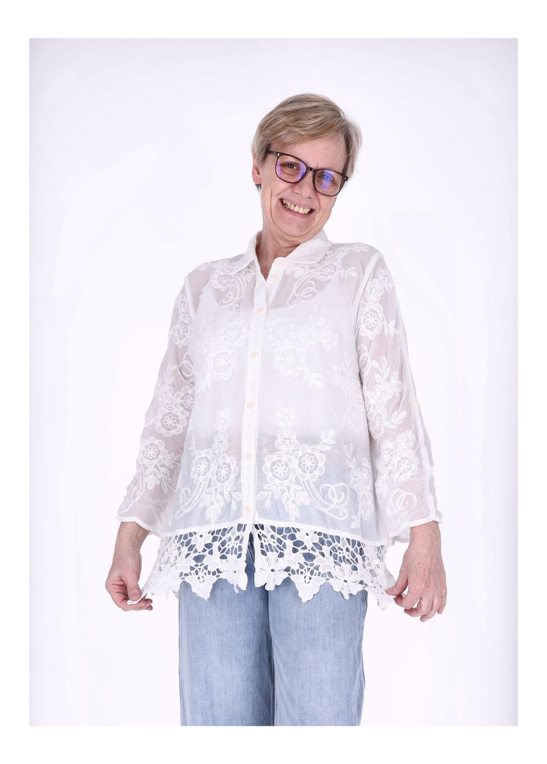 Splash of Color Damen Boho Bluse