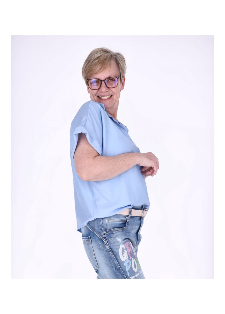 Splash of Color Damen T-Shirt Hemdkragen