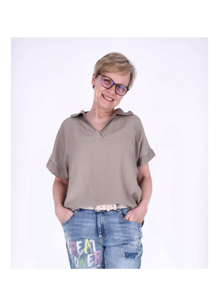 Splash of Color Damen T-Shirt Hemdkragen
