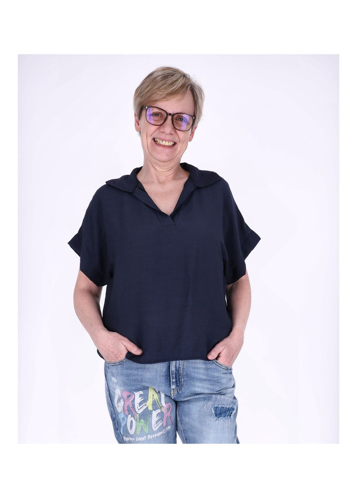 Splash of Color Damen T-Shirt Hemdkragen
