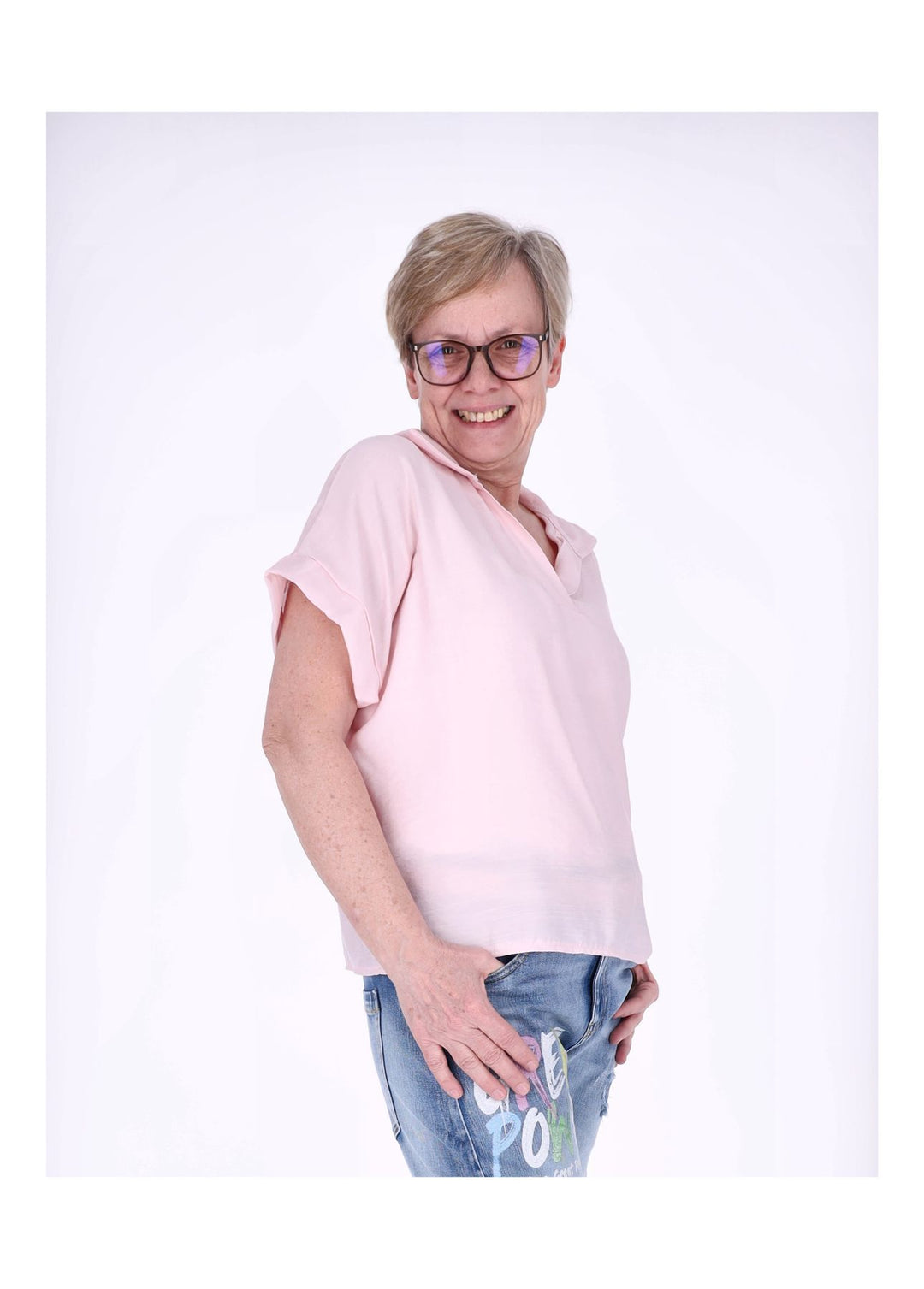 Splash of Color Damen T-Shirt Hemdkragen