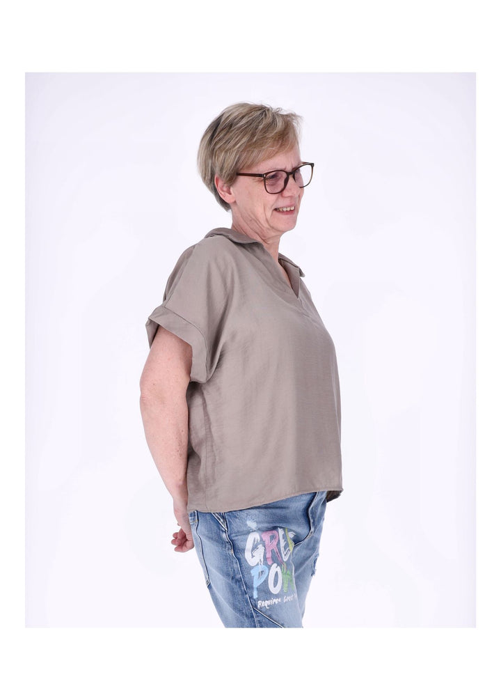 Splash of Color Damen T-Shirt Hemdkragen