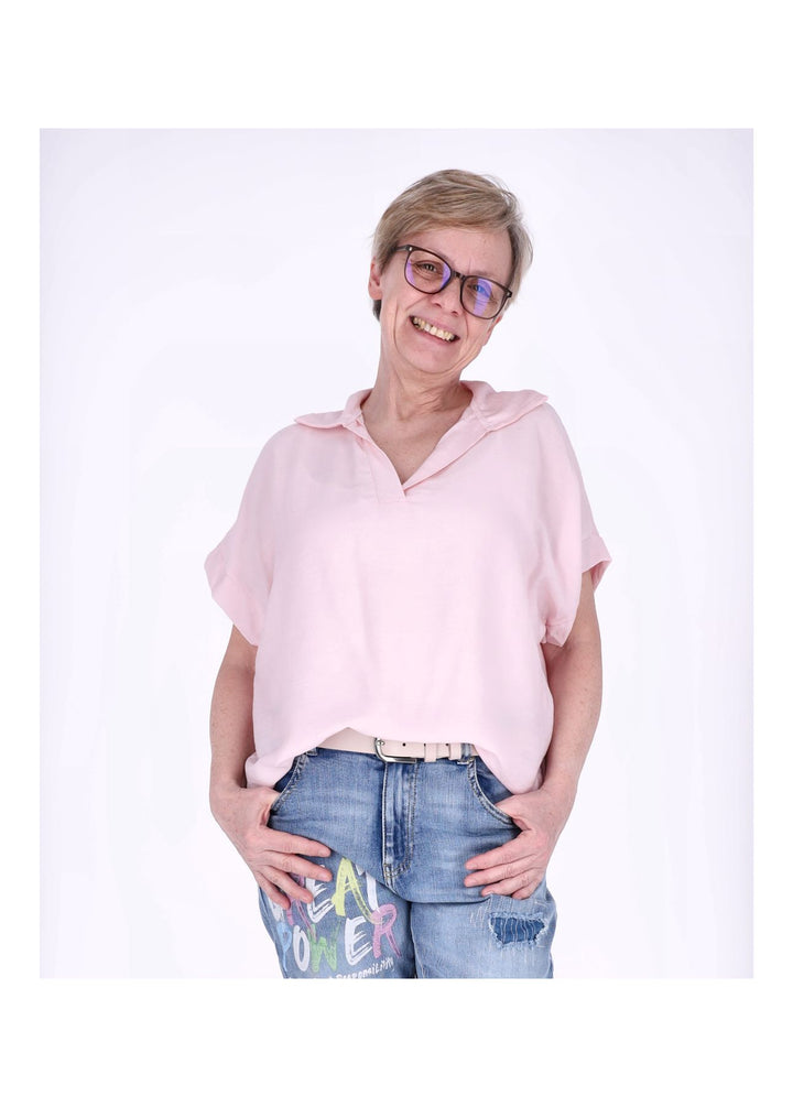 Splash of Color Damen T-Shirt Hemdkragen