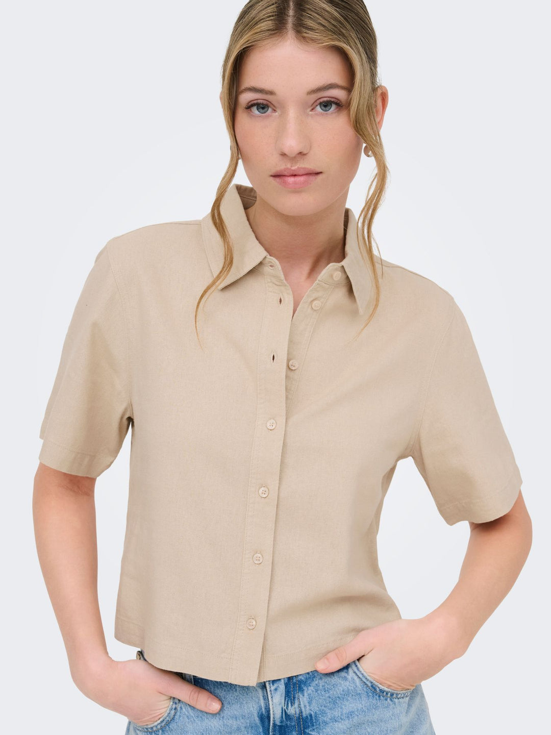ONLY Kurzarm Leinenbluse