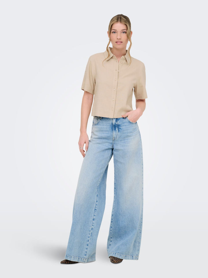 ONLY Kurzarm Leinenbluse