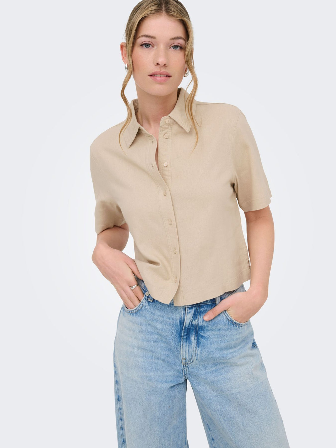 ONLY Kurzarm Leinenbluse