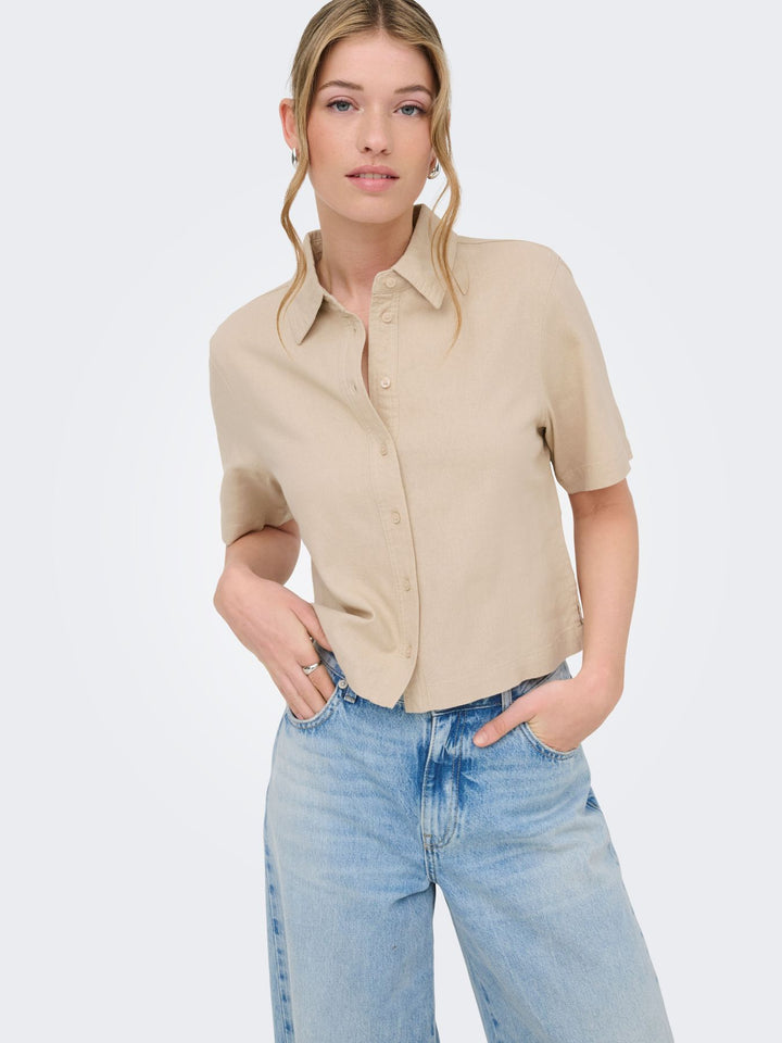 ONLY Kurzarm Leinenbluse