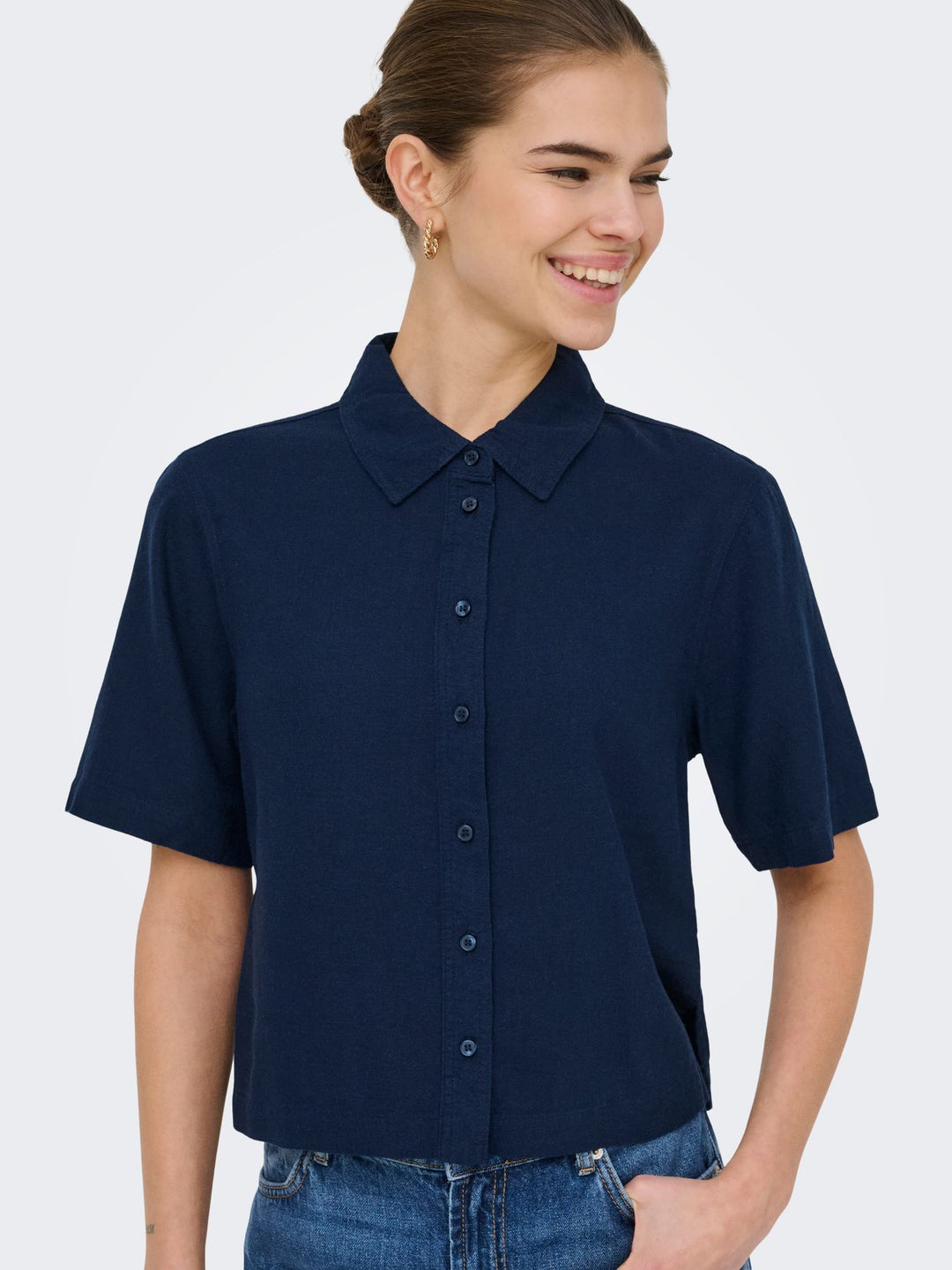 ONLY Kurzarm Leinenbluse