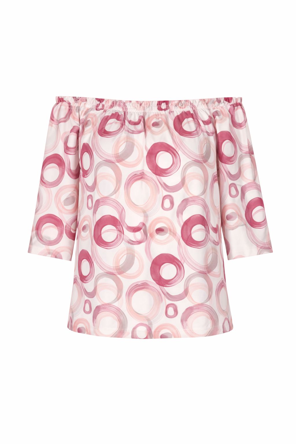 Damen Carmen-Shirt mit Allover-Print und 3/4-Ärmeln – Rosa