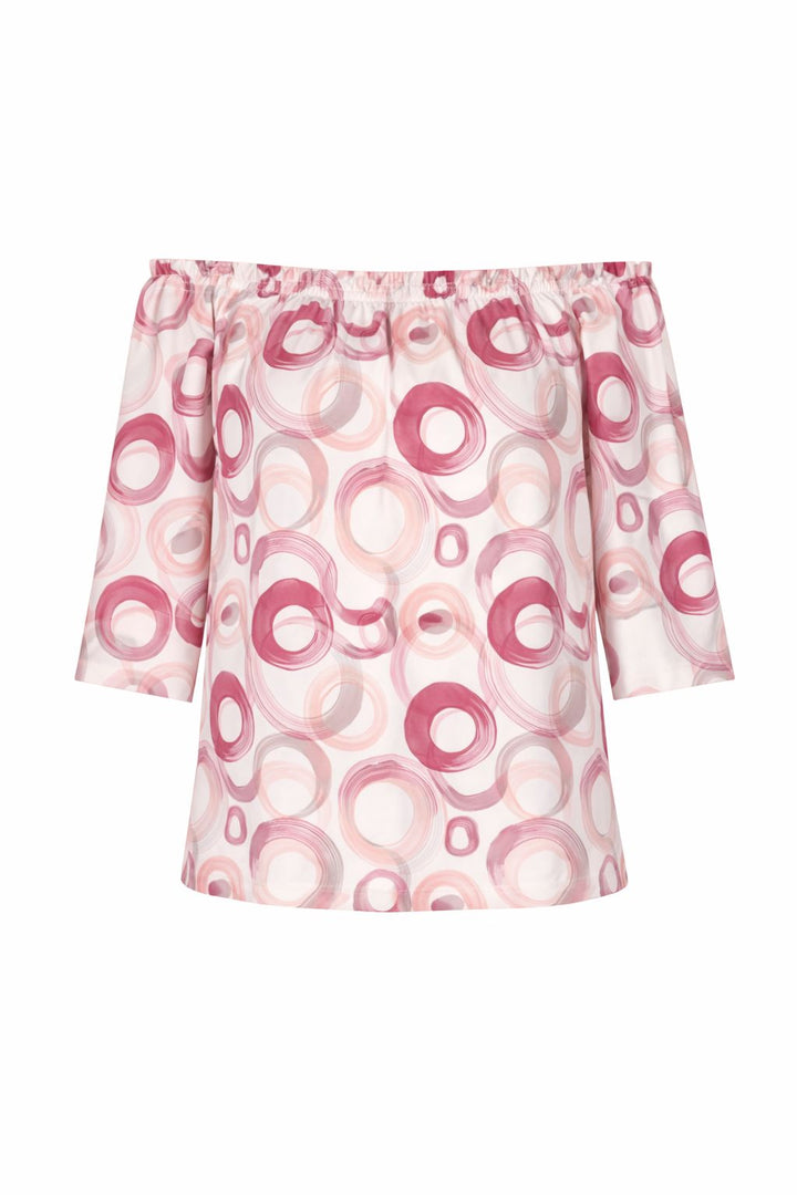 Damen Carmen-Shirt mit Allover-Print und 3/4-Ärmeln – Rosa