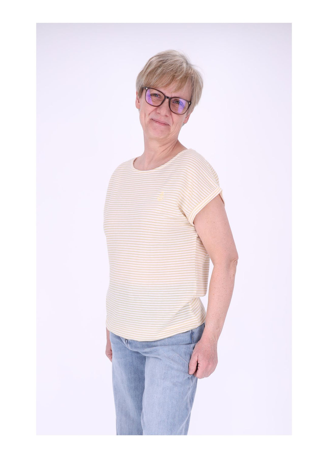 New View Damen T-Shirt Streifen Anker