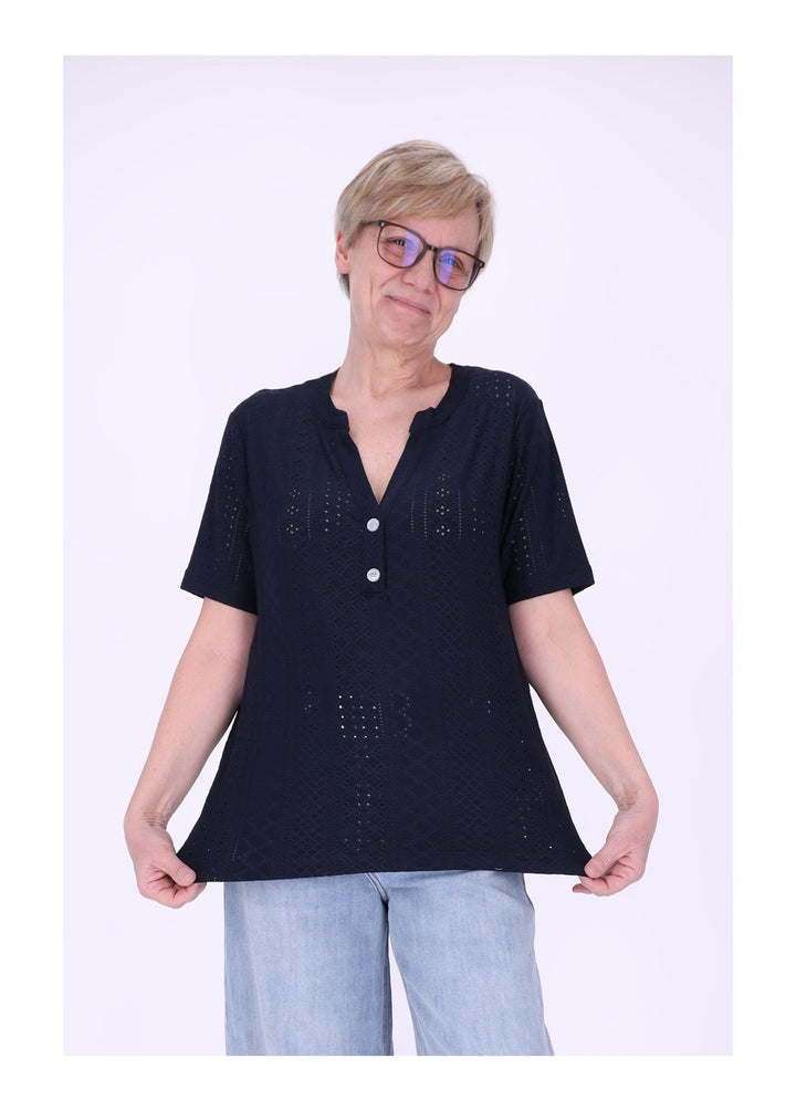 New View T-Shirt Damen Lochmuster