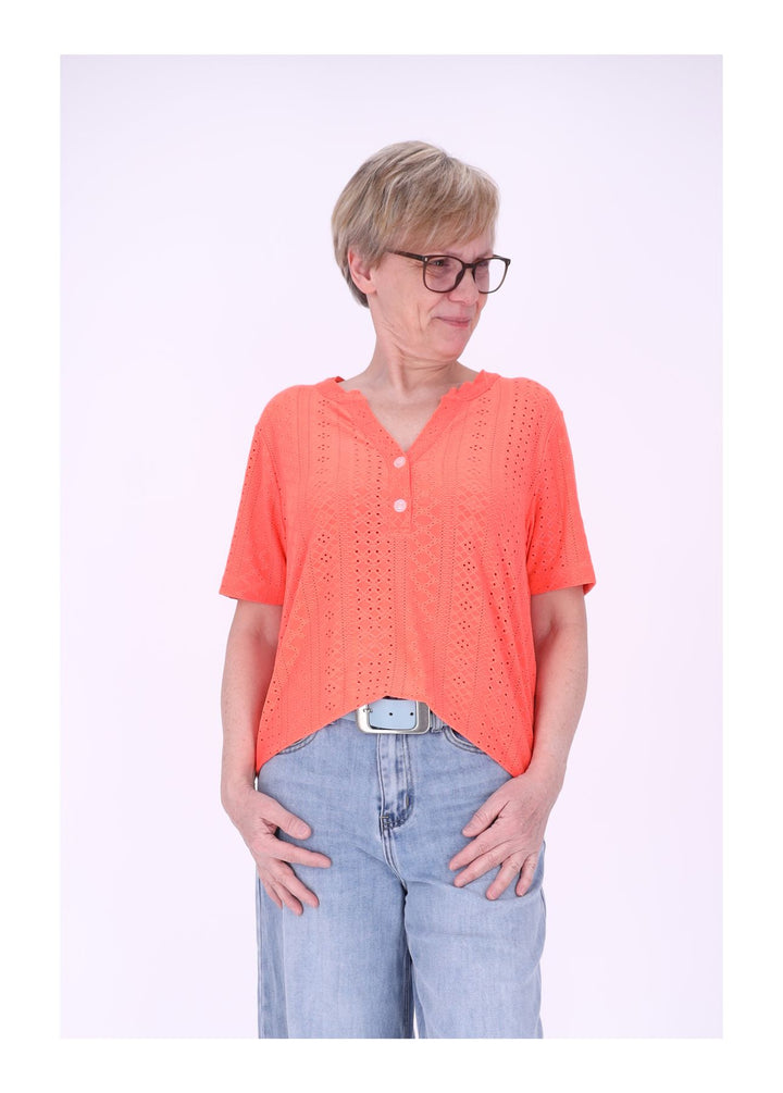New View T-Shirt Damen Lochmuster