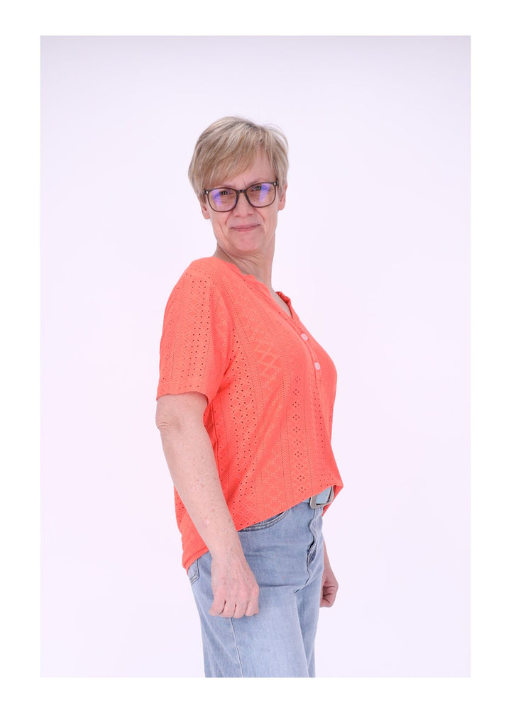 New View T-Shirt Damen Lochmuster
