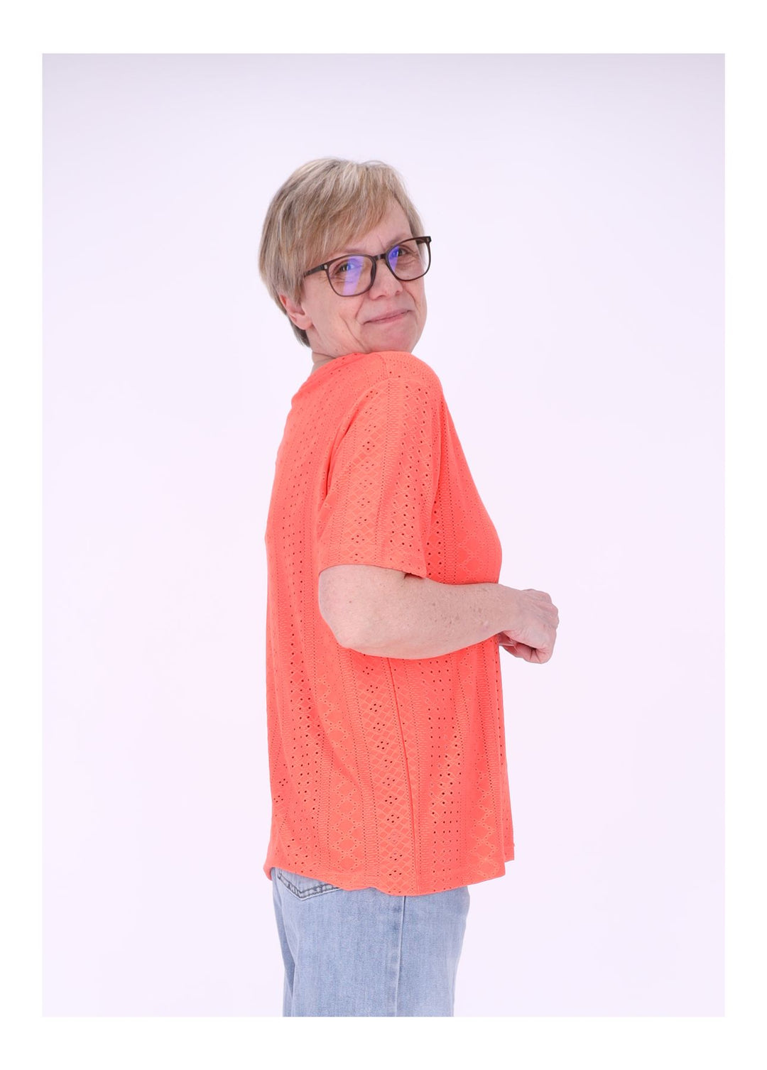 New View T-Shirt Damen Lochmuster